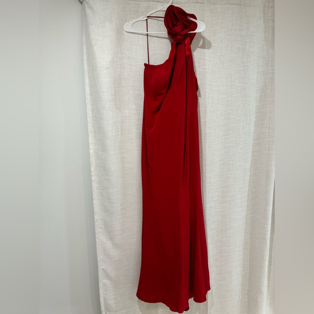 Wayne Clark red ruffle gown